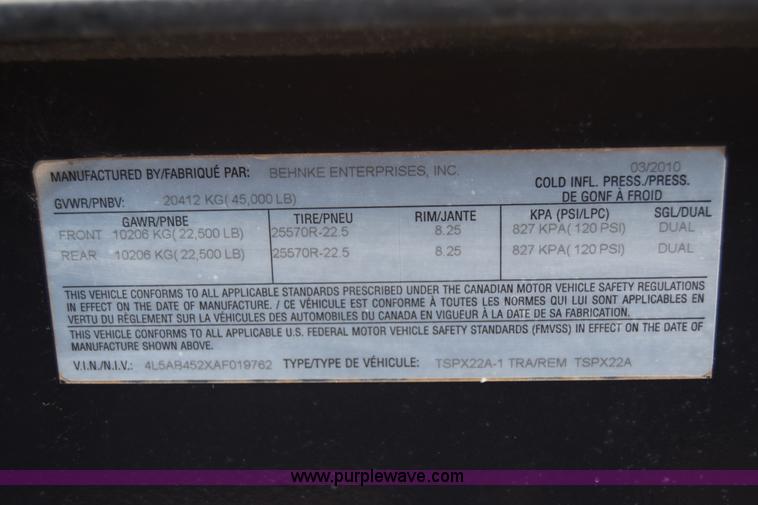 image for item L1239 2010 Behnke sprayer trailer