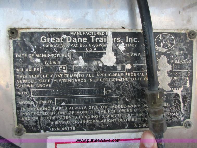 image for item BD9248 1994 Great Dane 7811TZ-1A48 refrigerated van trailer