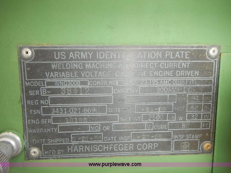 image for item BN9057 1966 Harnischfeger WN6300B DC welder/generator