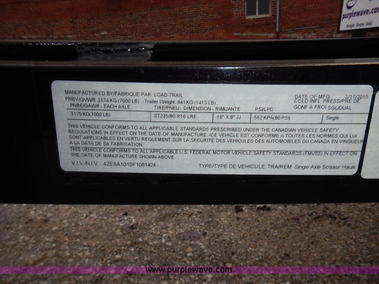 image for item J6325 2015 Load Trail tilt deck trailer