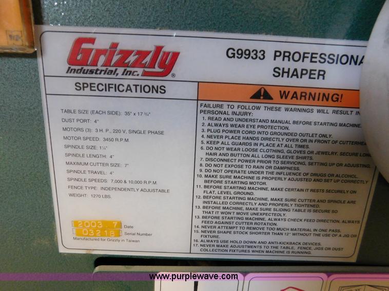image for item J7439 Grizzly shaper