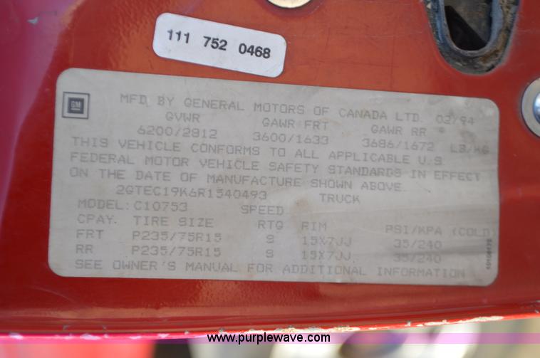 image for item K5345 1994 GMC Sierra 1500 Ext. Cab pickup truck