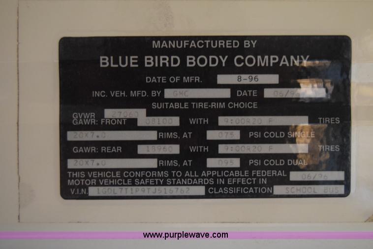 image for item L1198 1997 GMC Blue Bird school bus