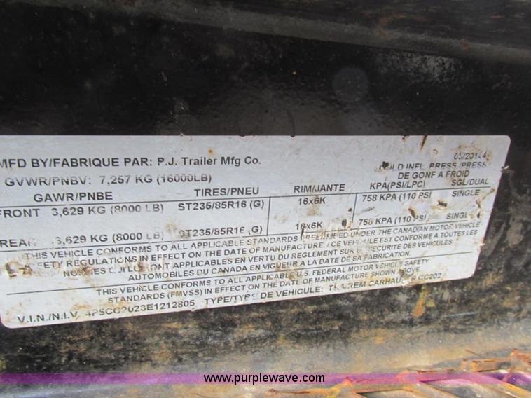 image for item BS9901 2014 PJ equipment trailer