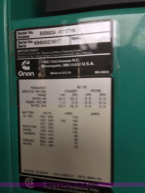 image for item E1488 1999 Cummins 50DGCA41171N generator
