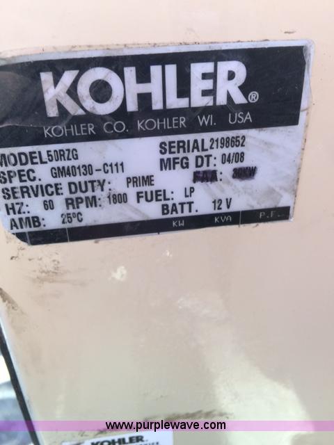 image for item E1489 2008 Kohler 50RZG generator