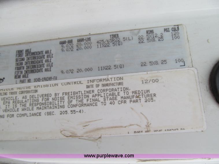 image for item L1976 2001 Sterling L7500 vacuum truck