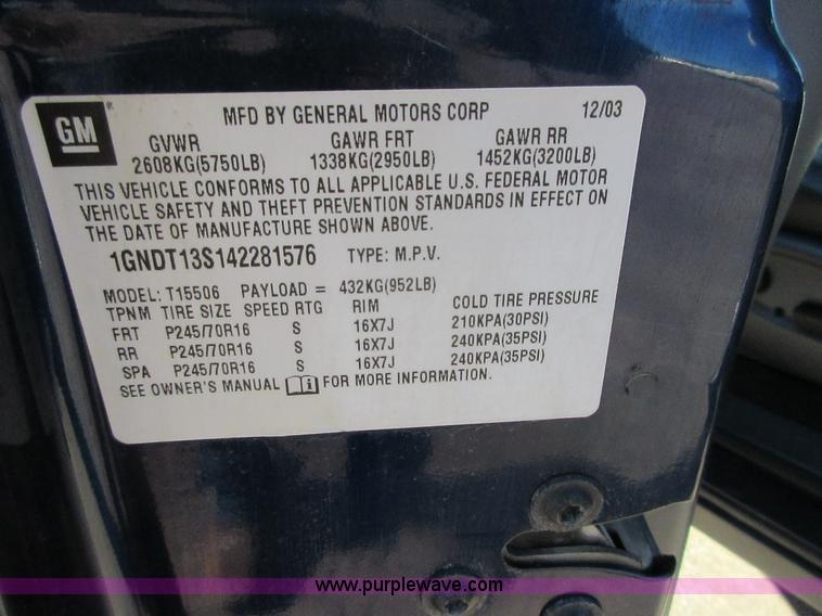 image for item BL9749 2004 Chevrolet TrailBlazer SUV