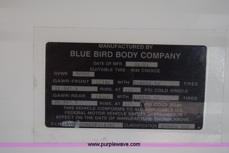 image for item L1122 2002 Blue Bird TC2000 school bus