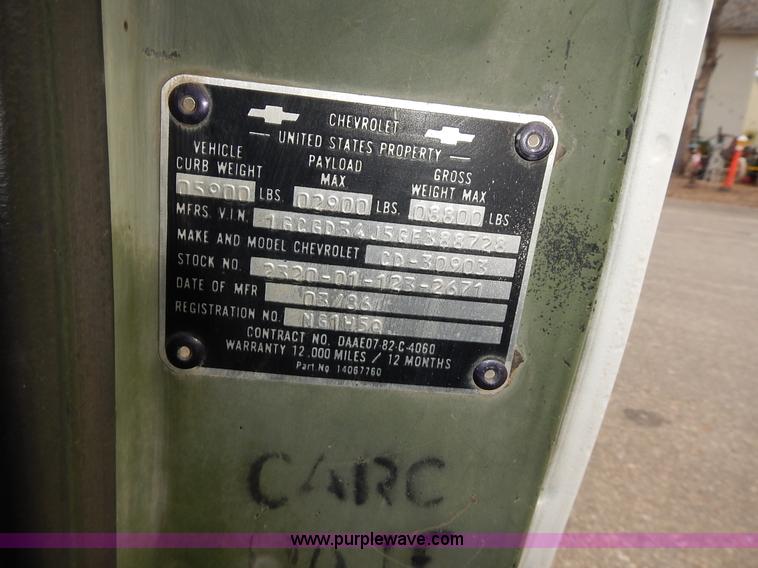 image for item L3626 1986 Chevrolet D30 Military Postal Unit pumper fire truck