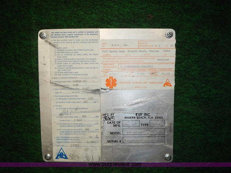 image for item L3630 1991 Ford Econoline E350 ambulance