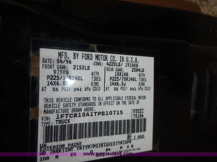 image for item L3639 1996 Ford Ranger XLT pickup truck