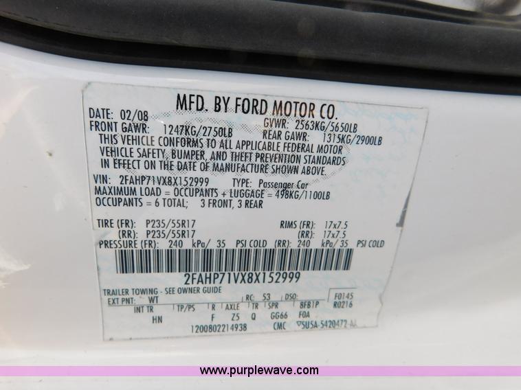 image for item K5414 2008 Ford Crown Victoria Police Interceptor