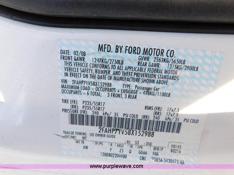 image for item K5415 2008 Ford Crown Victoria Police Interceptor