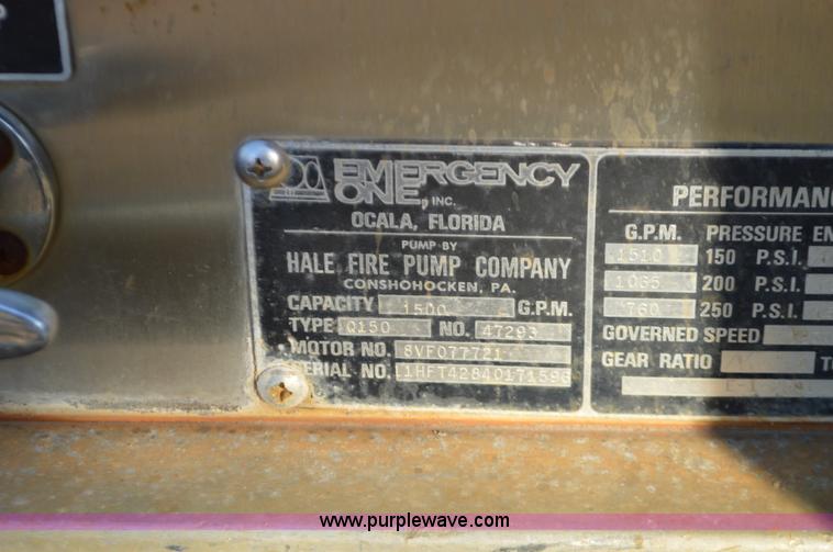 image for item K5424 1982 Hendrickson fire truck