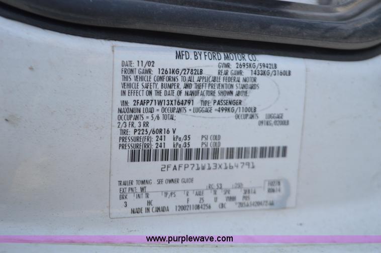 image for item K5430 2003 Ford Crown Victoria Police Interceptor