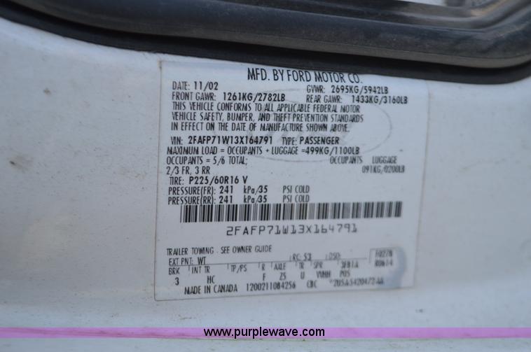 image for item K5430 2003 Ford Crown Victoria Police Interceptor