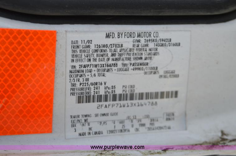 image for item K5431 2003 Ford Crown Victoria Police Interceptor