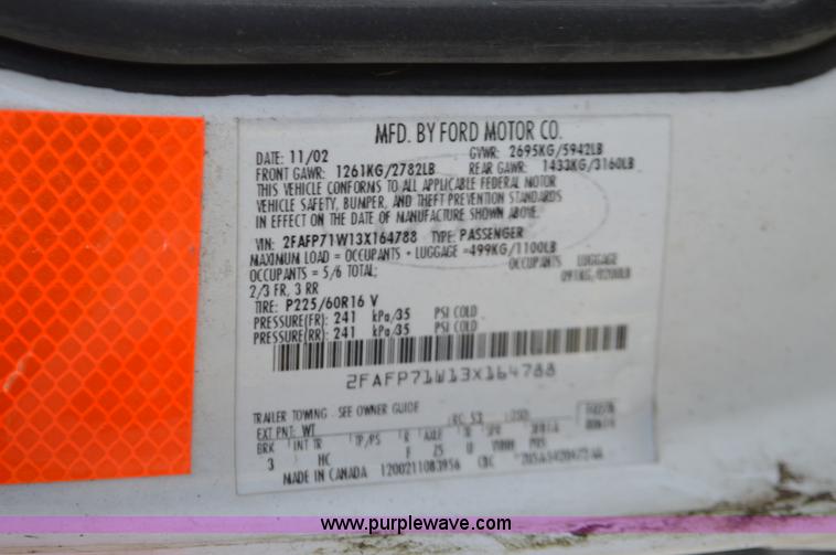 image for item K5431 2003 Ford Crown Victoria Police Interceptor