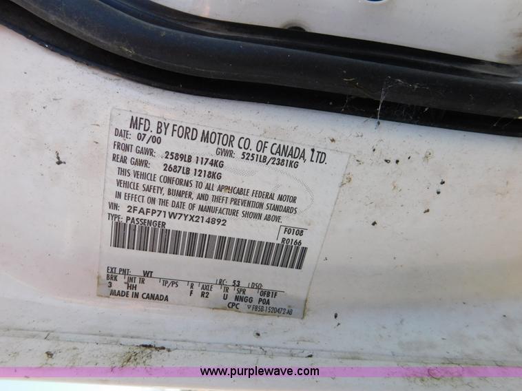 image for item K5434 2000 Ford Crown Victoria Police Interceptor