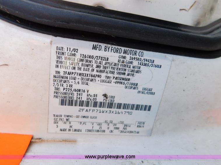 image for item K5435 2003 Ford Crown Victoria Police Interceptor