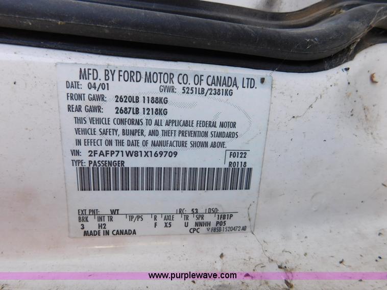 image for item K5436 2001 Ford Crown Victoria Police Interceptor