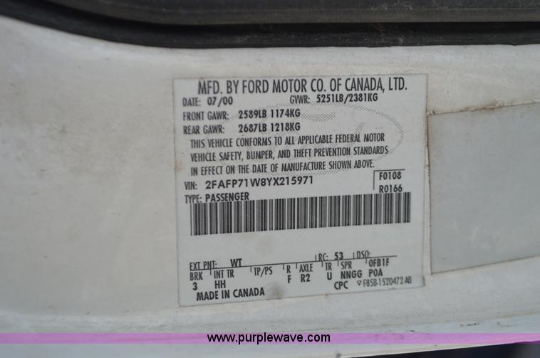 image for item K5447 2000 Ford Crown Victoria Police Interceptor