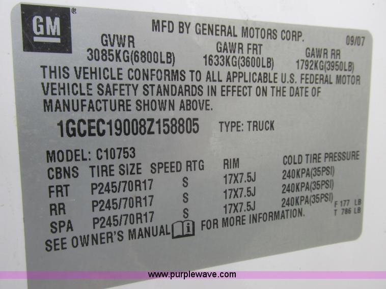 image for item L4237 2008 Chevrolet Silverado 1500 Ext. Cab pickup truck