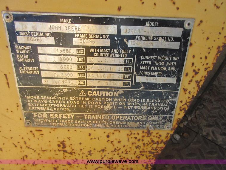 image for item I1755 2001 John Deere 488E rough terrain forklift