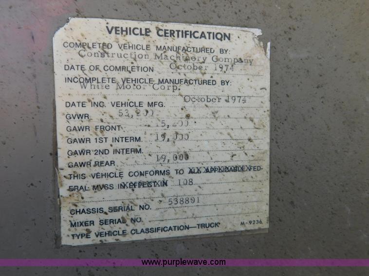 image for item J7406 1975 White Western Star ready mix truck