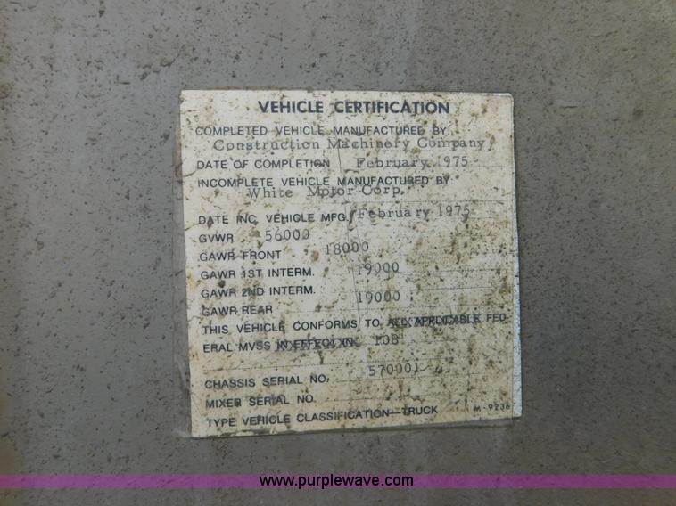 image for item J7407 1975 White Western Star ready mix truck