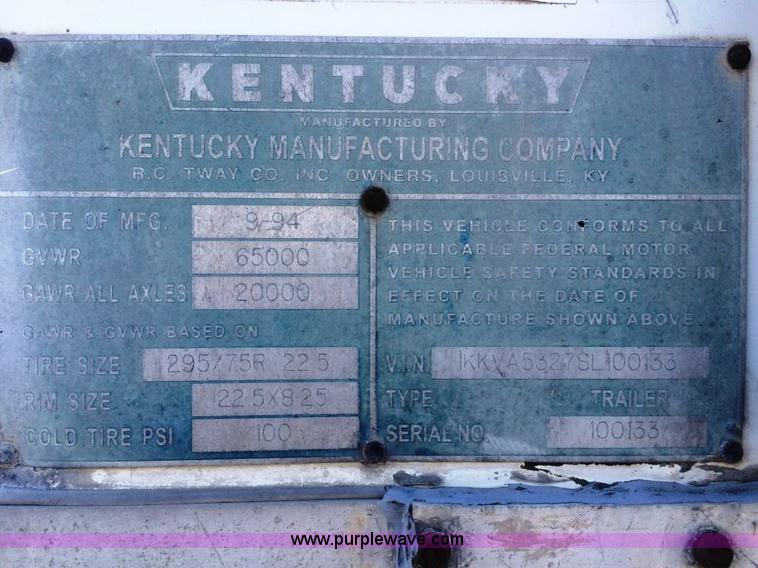 image for item E1891 1995 Kentucky dry van trailer
