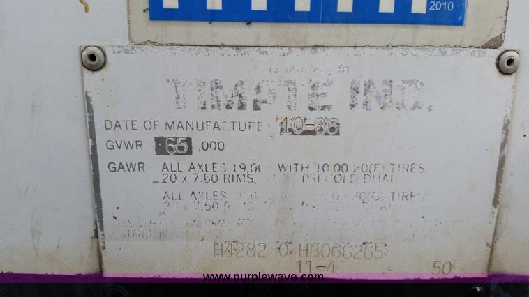 image for item K5387 1987 Timpte grain trailer