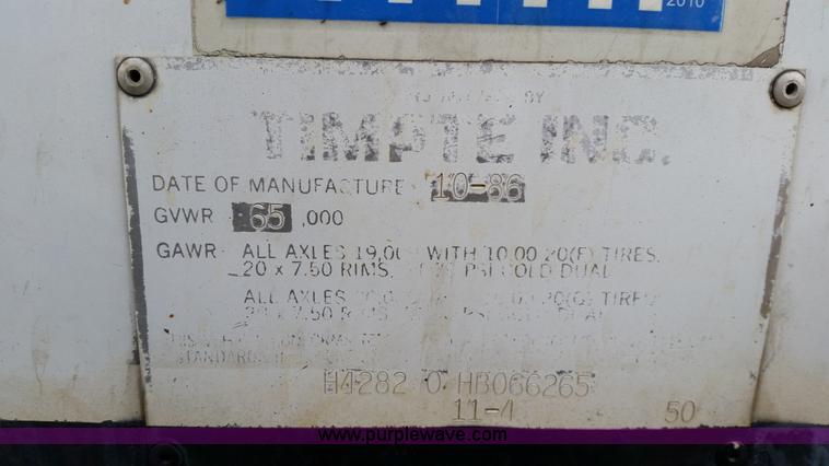 image for item K5387 1987 Timpte grain trailer