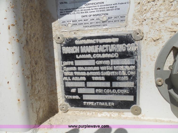 image for item L1513 2007 Ranco bottom dump trailer