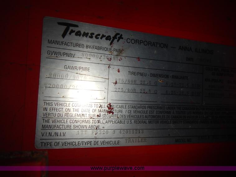 image for item L3617 2004 Transcraft Eagle flatbed trailer