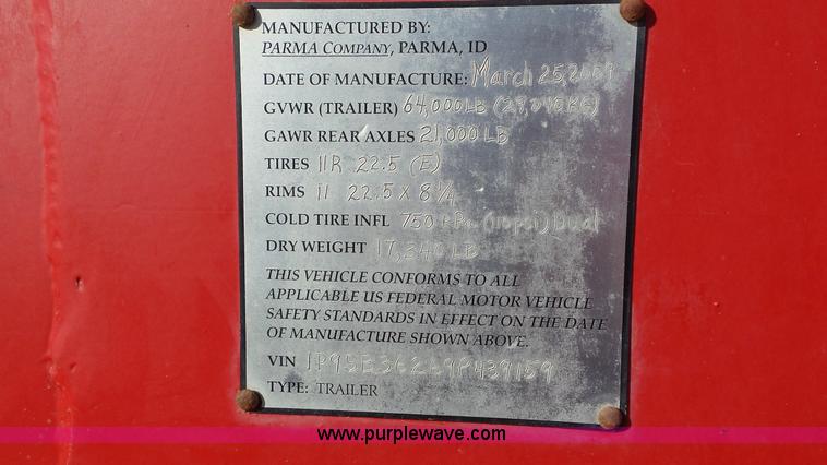 image for item G7107 2009 Parma live bottom trailer