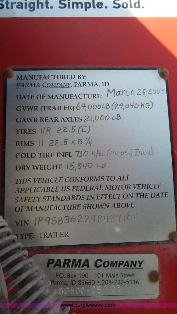 image for item G7109 2009 Parma Silage live bottom trailer