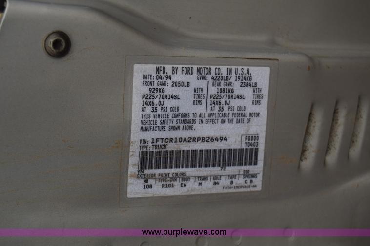 image for item L1079 1994 Ford Ranger pickup truck