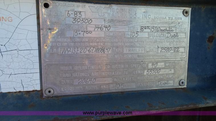 image for item J1304 1983 Wisconsin 2500-22 tilt deck trailer
