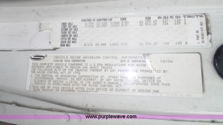 image for item F1075 2007 Sterling LT9500 rollback truck