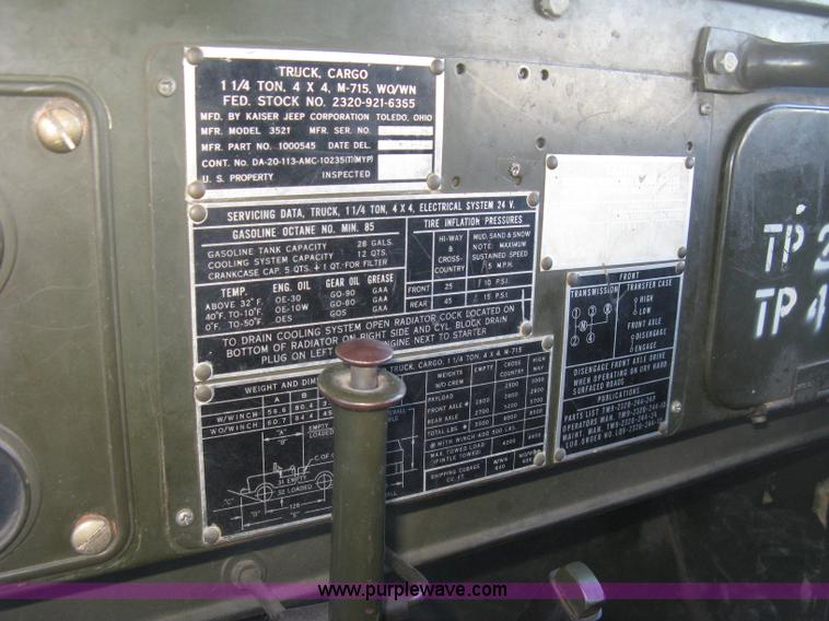 image for item J2962 1968 Kaiser Jeep M715 fire truck