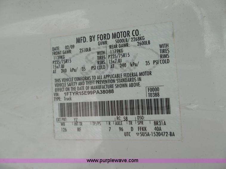 image for item J7380 2009 Ford Ranger pickup truck