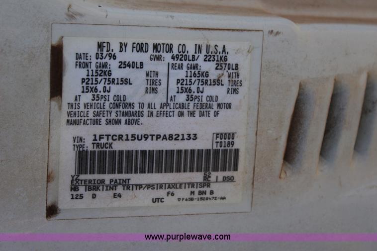 image for item J7630 1996 Ford Ranger SuperCab pickup truck