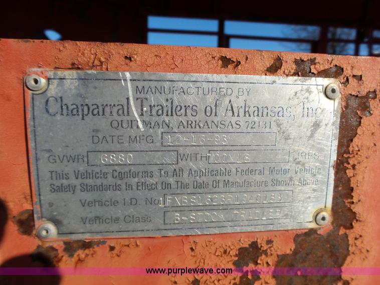 image for item J7658 1994 Chaparral livestock trailer