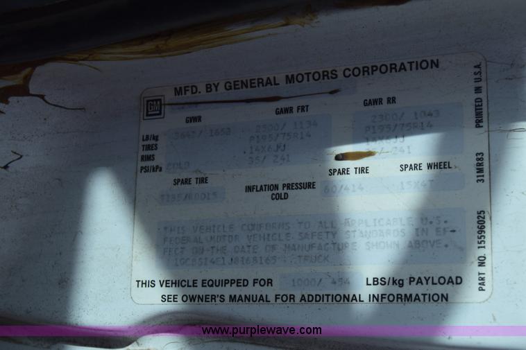 image for item K4481 1988 Chevrolet S10 pickup truck