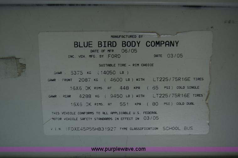 image for item K4484 2005 Ford E450 school bus