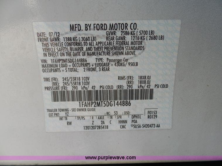 image for item K5494 2013 Ford Taurus Police