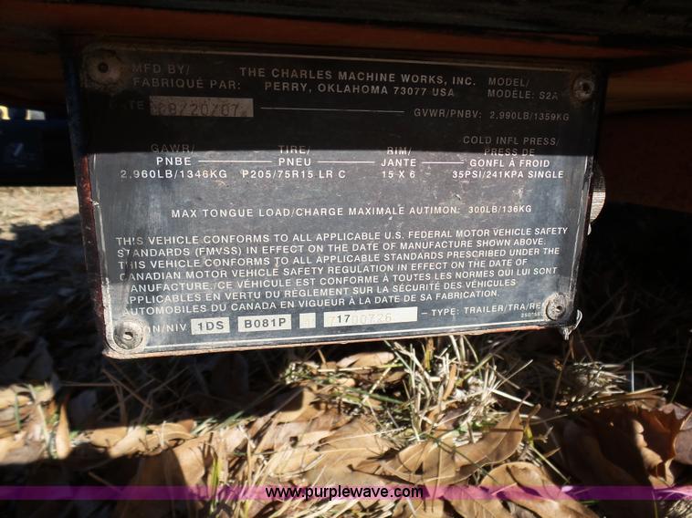 image for item K7607 2007 Ditch Witch trailer