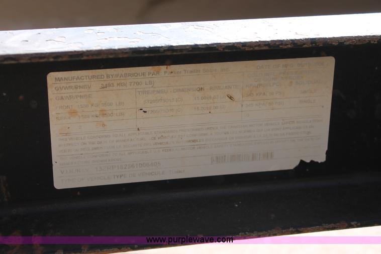 image for item L6780 2006 Parker Performance equipment trailer